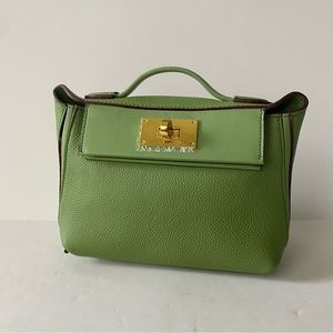 Spring Green Pebble Leather 2424 Top Handle Mini Satchel Crossbody Bag R2